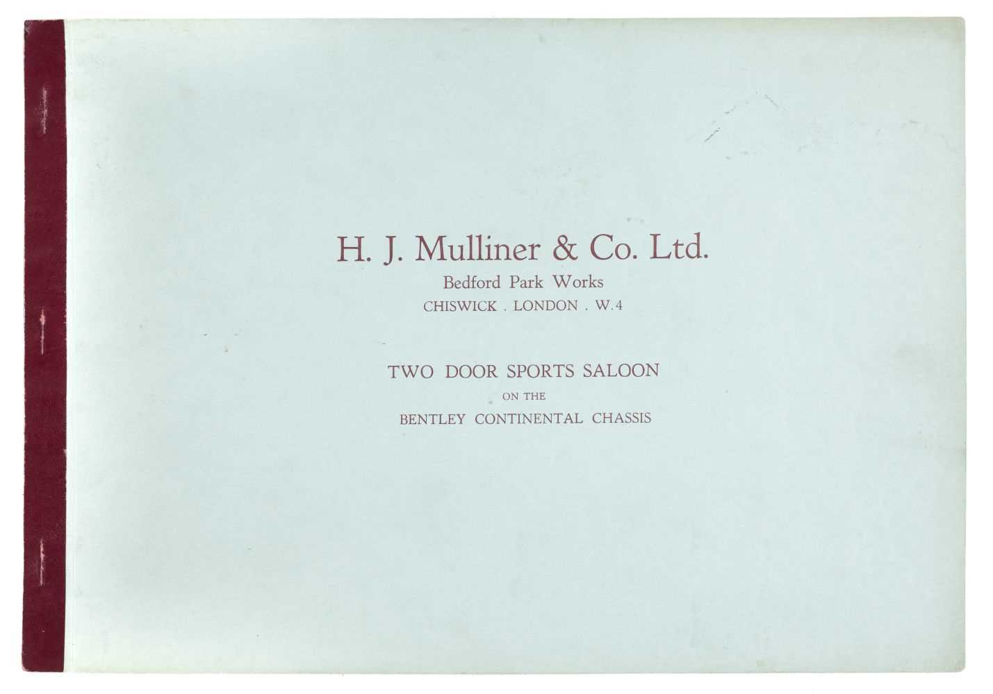Lot 12 - Bentley. H.J. Mulliner & Co. Ltd coachworks brochure for Bentley, circa 1960