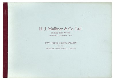 Lot 12 - Bentley. H.J. Mulliner & Co. Ltd coachworks brochure for Bentley, circa 1960