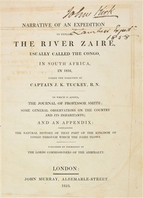 Lot 34 - Tuckey (James Kingston). Expedition to the River Zaire, 1st edition 1818, association copy