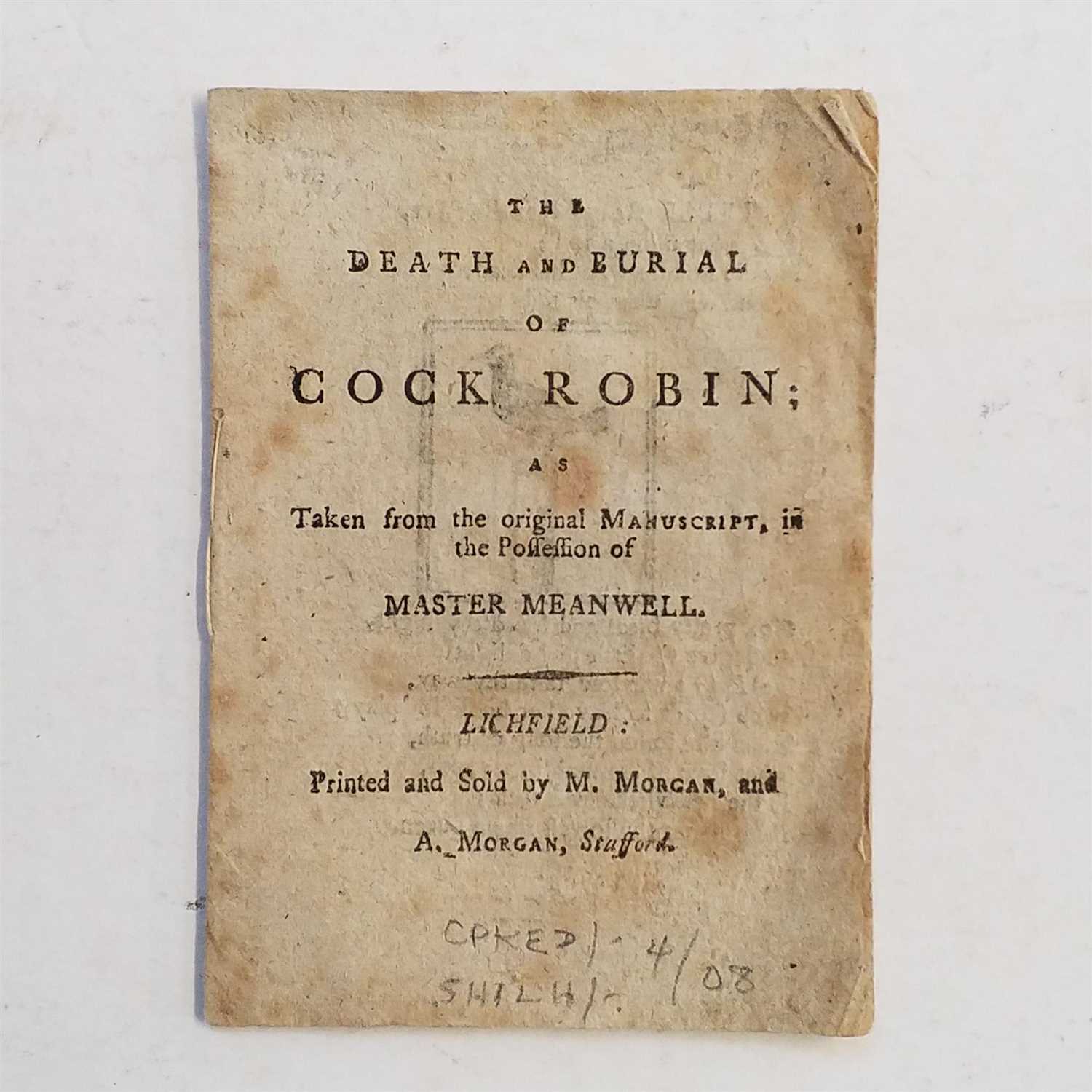 Lot 488 - Cock Robin. The Death and Burial of Cock Robin, circa 1800