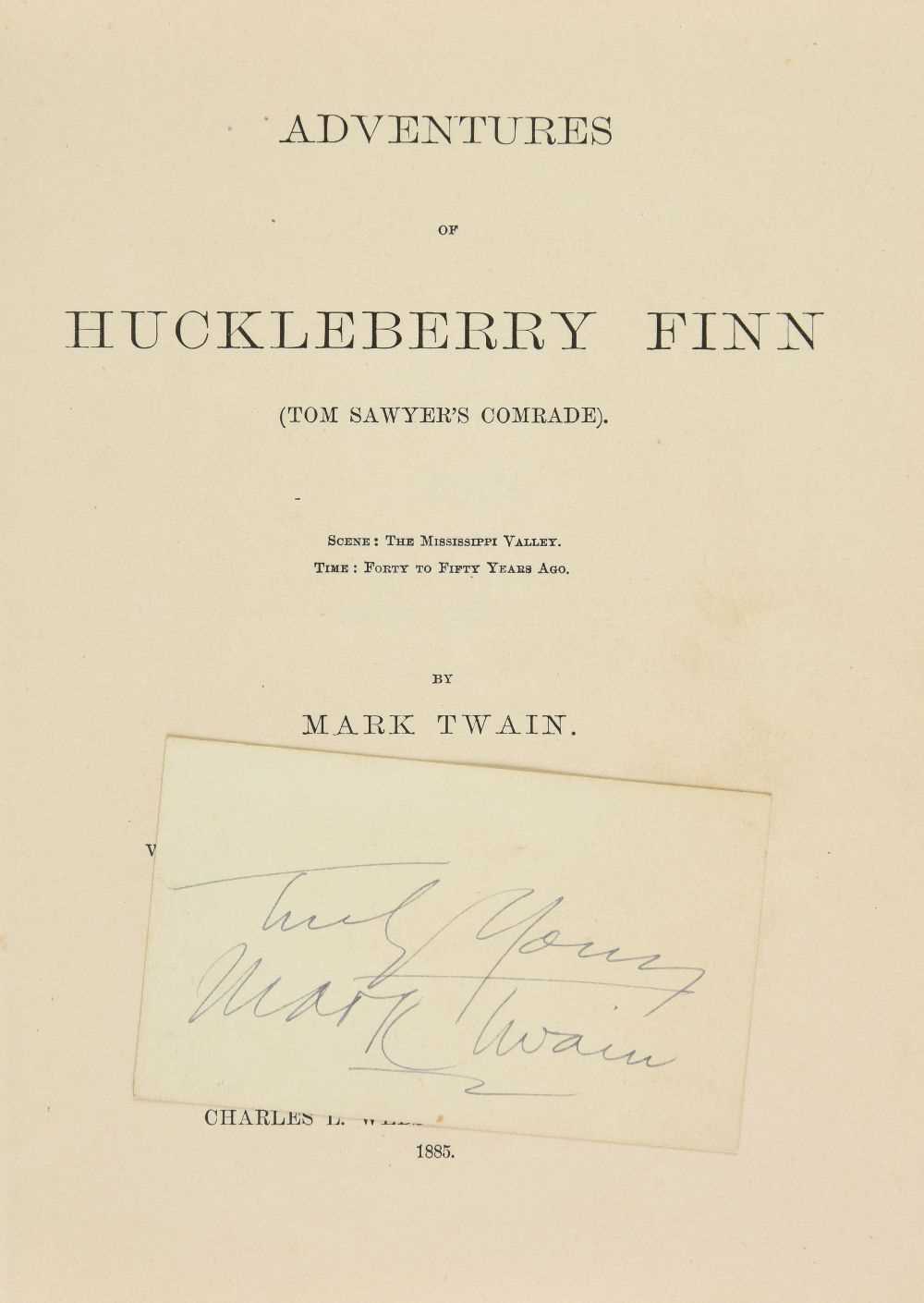 Lot 658 - Clemens (Samuel Langhorne, i.e. "Mark Twain"). Adventures of Huckleberry Finn, 1st edition, 1885