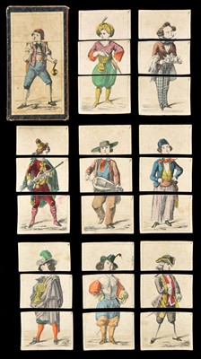 Lot 525 - Transformation Game. Metamorphosis costume cards, circa 1840s