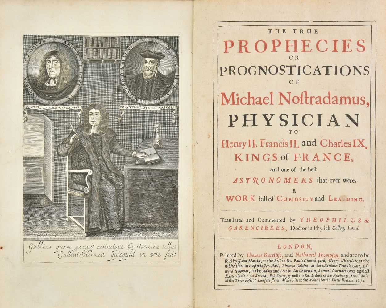 Lot 330 - Nostradamus (Michel de). True Prophecies, 1672