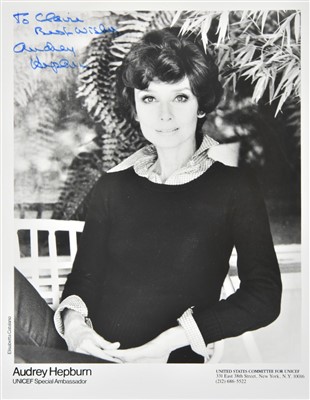 Lot 250 - Hepburn (Audrey, 1929-1993). Photograph Signed, circa 1980s