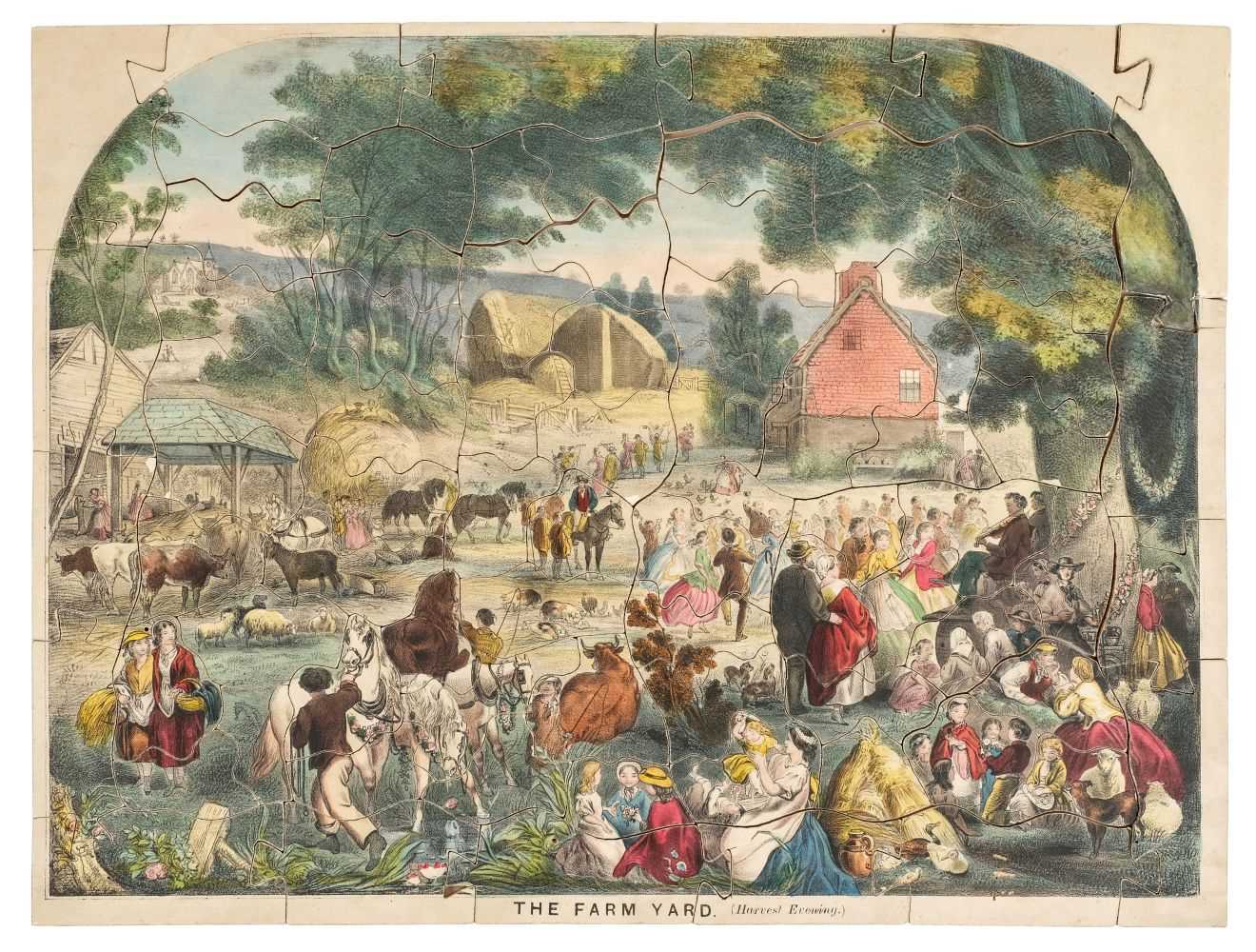 Lot 519 - Jigsaw. The Farm Yard. (Harvest Evening.), James Barfoot, circa 1860