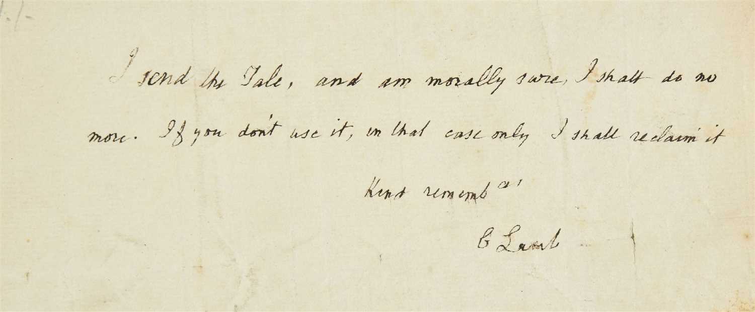 Lot 251 - Lamb (Charles, 1775-1834). Autograph letter signed, circa 1830