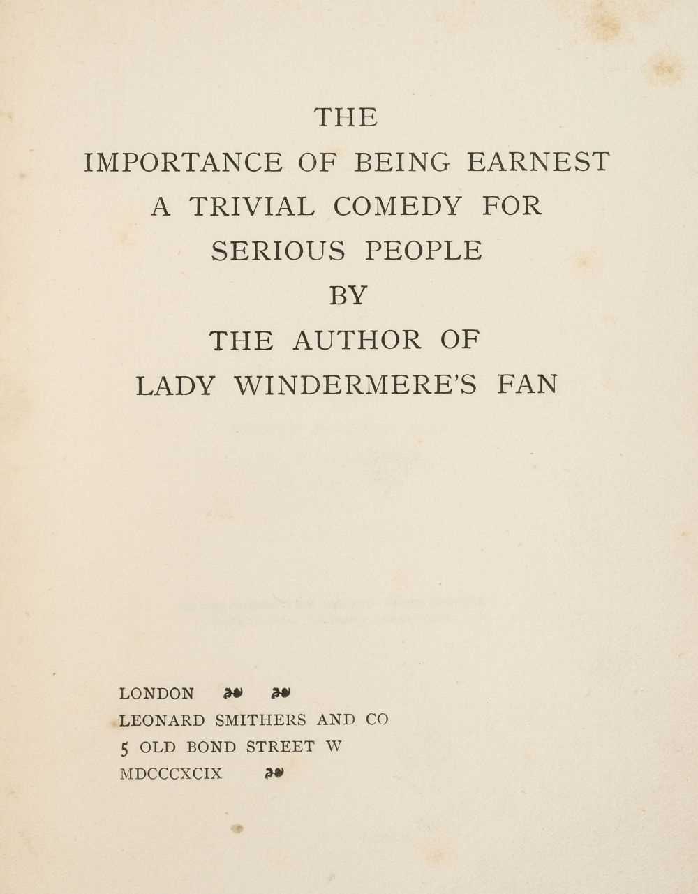 Lot 758 - Wilde (Oscar). The Importance of Being Earnest, 1st edition, 1899