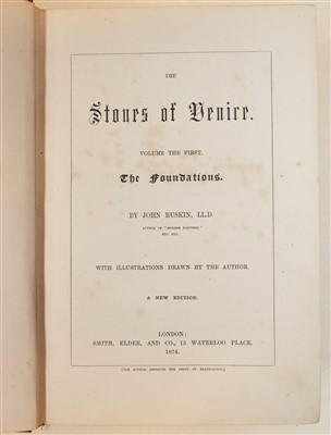 Lot 125 - Ruskin (John). The Stones of Venice, new edition, signed by the author, 1874