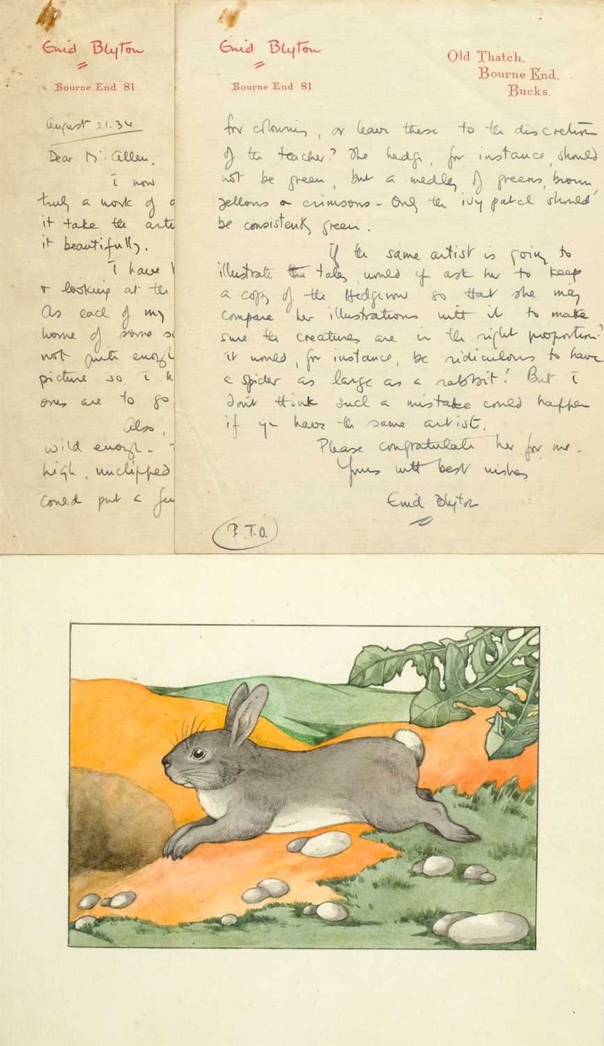 Lot 535 - Blyton (Enid, 1897-1968). Autograph Letter, Signed, 1934