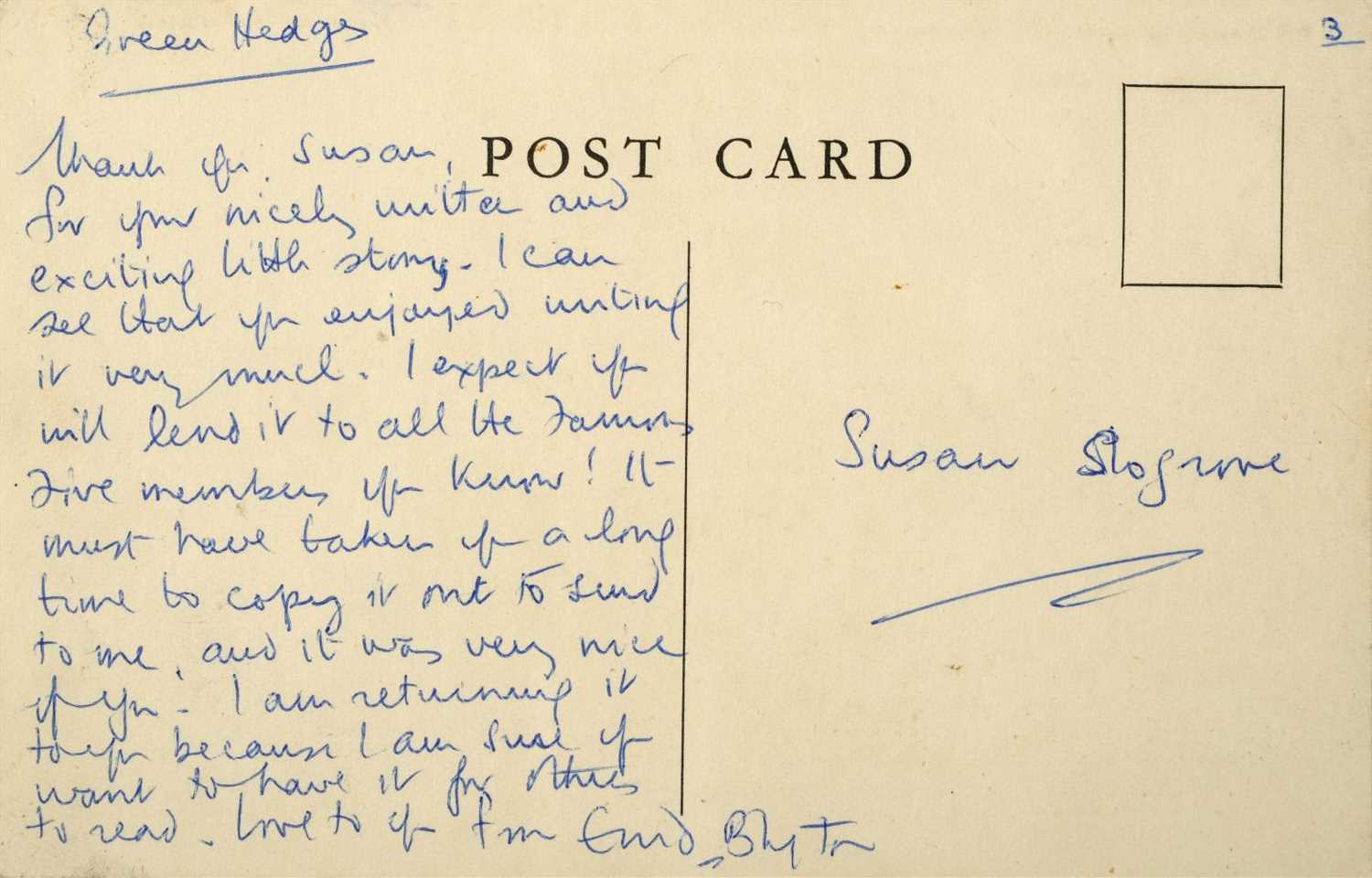 Lot 547 - Blyton (Enid, 1897-1968). Autograph Letter, Signed, Undated