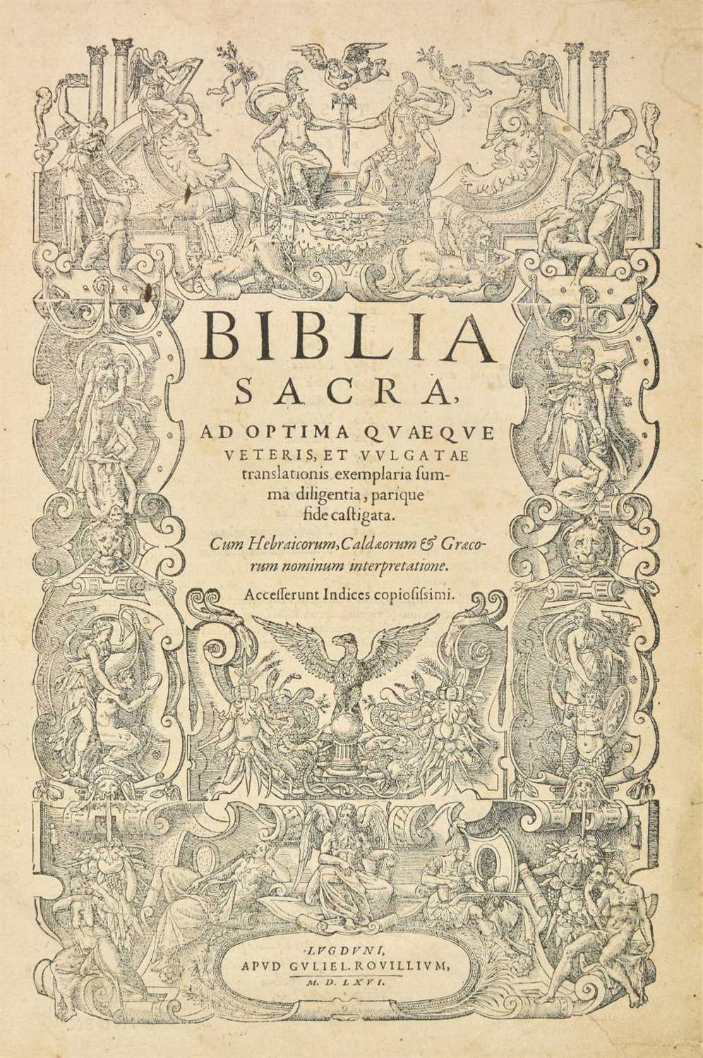 Lot 286 - Bible [Latin]. Biblia Sacra..., Lyon, 1566