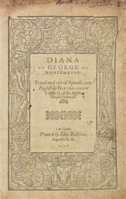 Lot 328 - Montemayor (Jorge de). Diana of George of Montemayor, 1st edition in English, 1598