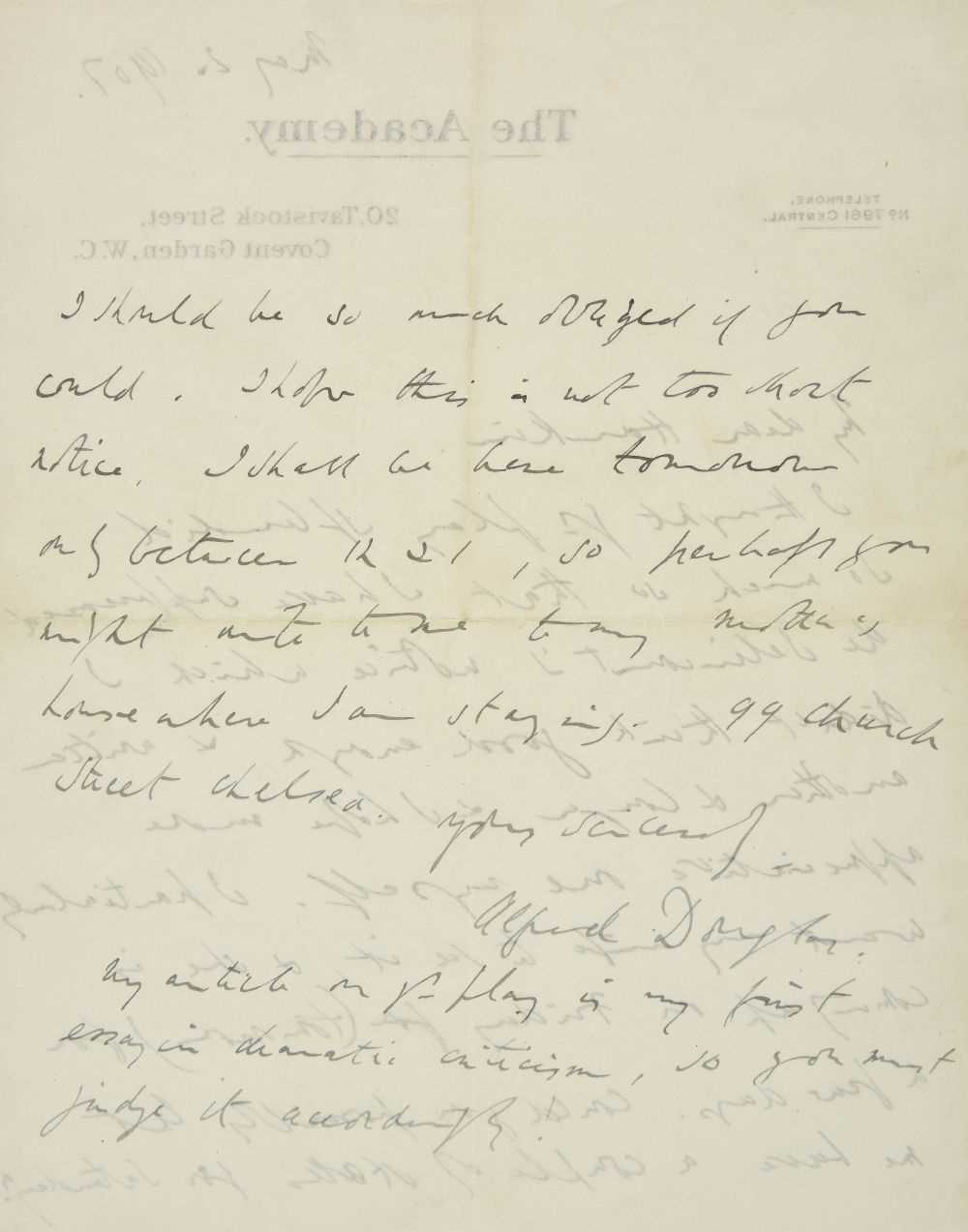 Lot 666 - Douglas (Lord Alfred Bruce, 1870-1945). Autograph letter signed, 2 May 1907
