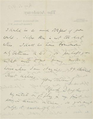 Lot 666 - Douglas (Lord Alfred Bruce, 1870-1945). Autograph letter signed, 2 May 1907