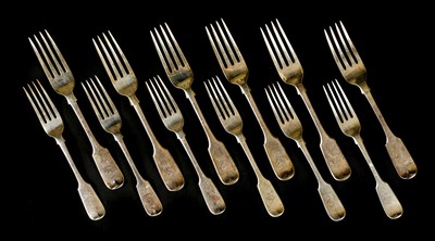 Lot 48 - Silver. A mixed collection of Victorian silver cutlery