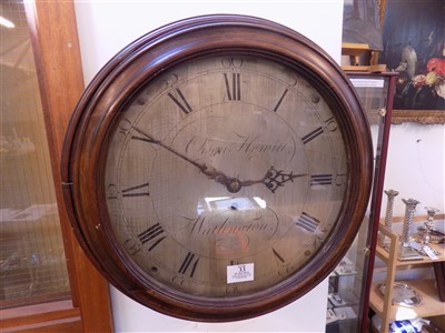 Lot 33 - Clock. An 18th century mahogany case wall clock