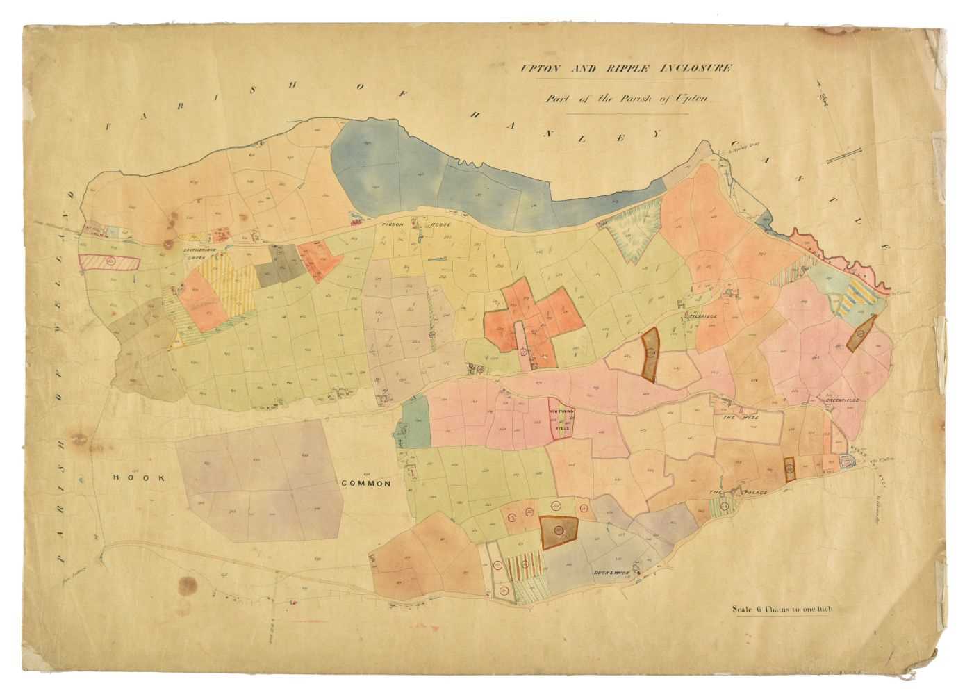 Lot 131 - Manuscript maps. Upton and Ripple Enclosure, 1821 - 1871