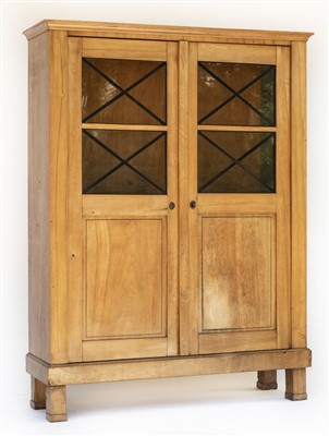 Lot 137 - Display Cabinet. A 19th century German Biedermeier light mahogany display cabinet