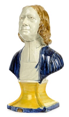 Lot 89 - Pearlware. A 19th century Staffordshire pearlware bust modelled as John Wesley