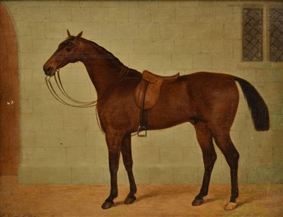 Lot 267 - Morley (George, active 1832-1863). Horse in a stable, 1856