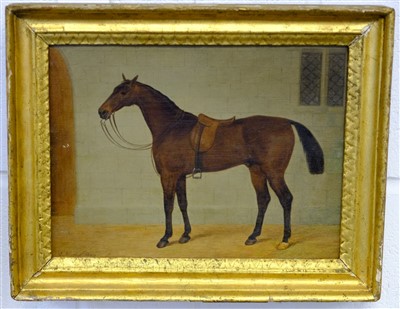 Lot 267 - Morley (George, active 1832-1863). Horse in a stable, 1856