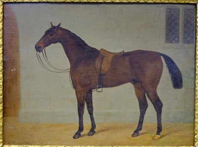 Lot 267 - Morley (George, active 1832-1863). Horse in a stable, 1856