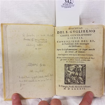 Lot 342 - Du Choul (Guillaume). Discorso sopra la Castrametatione, 1582 [and others]
