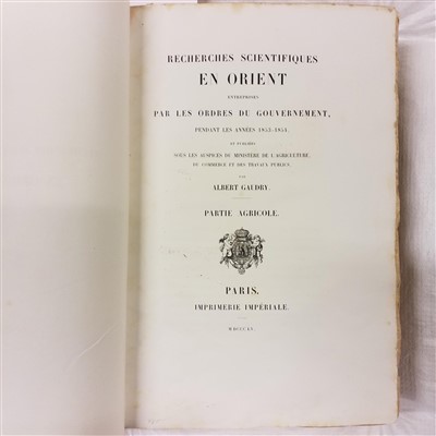 Lot 15 - Gaudry (Albert). Recherches scientifiques en orient, 1st edition, 1855