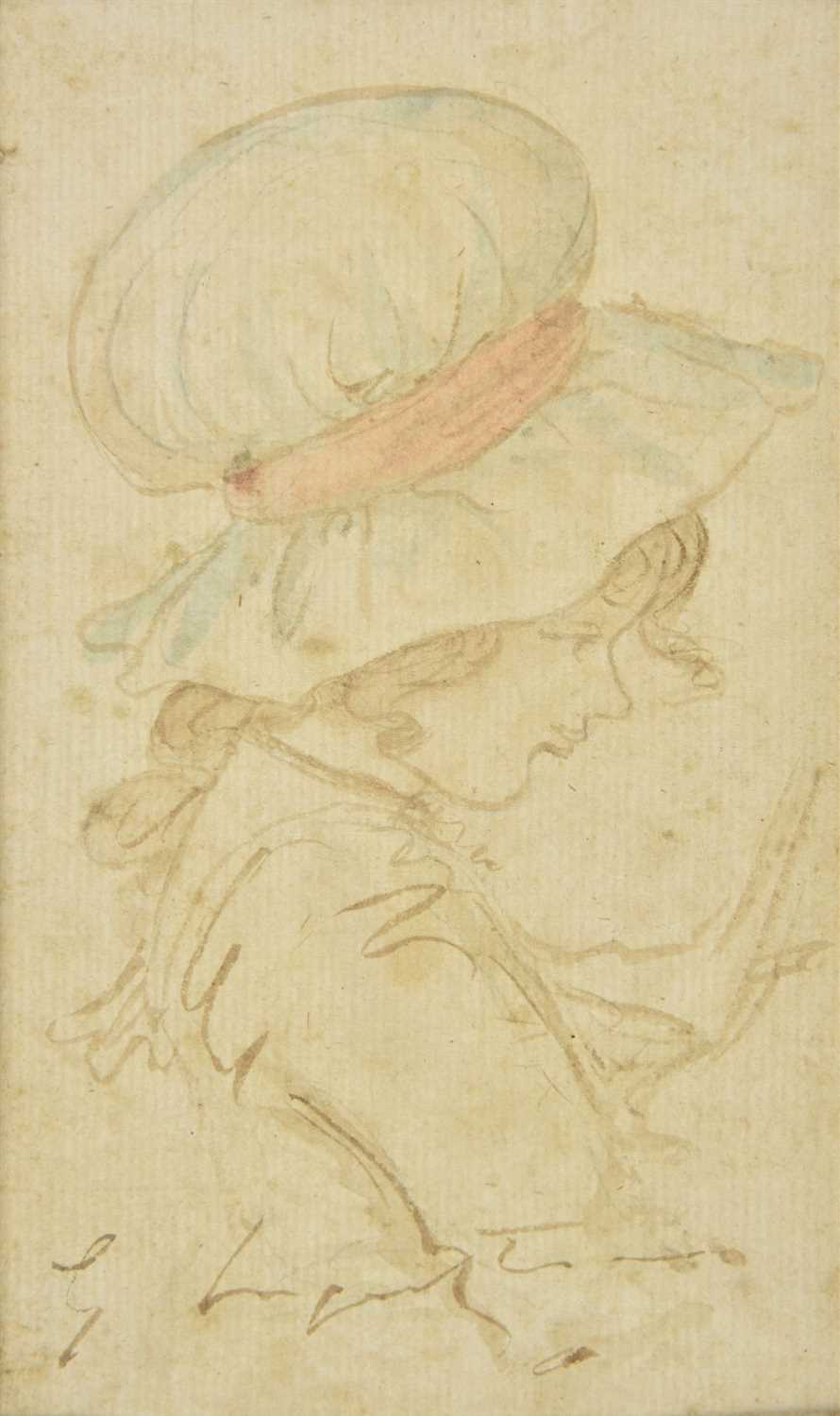 Lot 204 - Reynolds (Joshua, 1723-1792). Head & shoulders sketch of a young girl in a bonnet