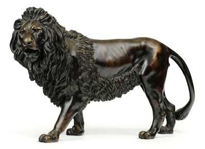 Lot 149 - Bronze Lion. A 19th century bronze model of a lion