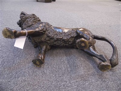 Lot 149 - Bronze Lion. A 19th century bronze model of a lion