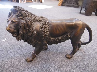 Lot 149 - Bronze Lion. A 19th century bronze model of a lion