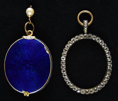 Lot 238 - Miniature. A blue enamel double frame, early 19th century