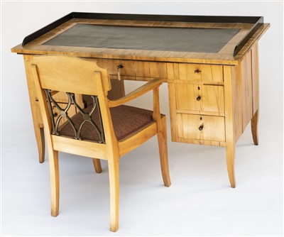 Lot 136 - Desk. A 19th century Biedermeier light mahogany desk