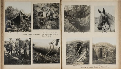 Lot 226 - Military. A photograph album compiled by a soldier with the Field Artillery, 1914-17