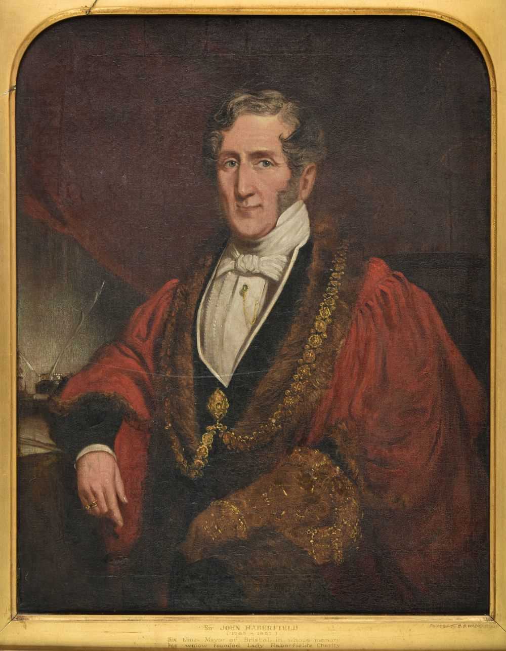 Lot 255 - Wadham (B.B., 19th Century). Portrait of Sir John Kerle Haberfield in mayor's official robes, 1845