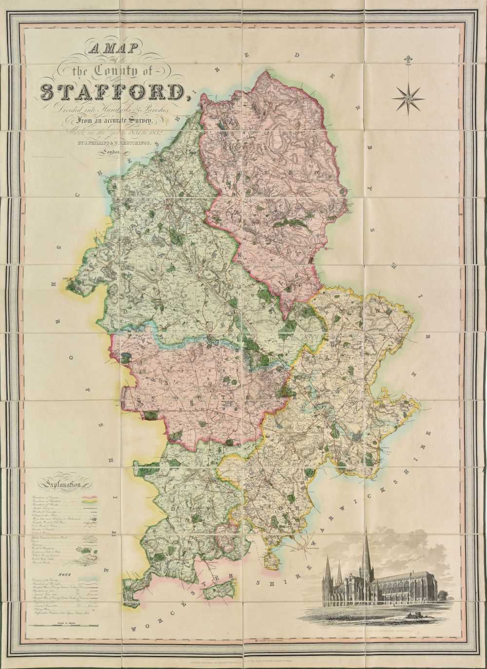 Lot 145 - Staffordshire. Phillips (J. & Hutchings W. F.), Large scale map, 1832.