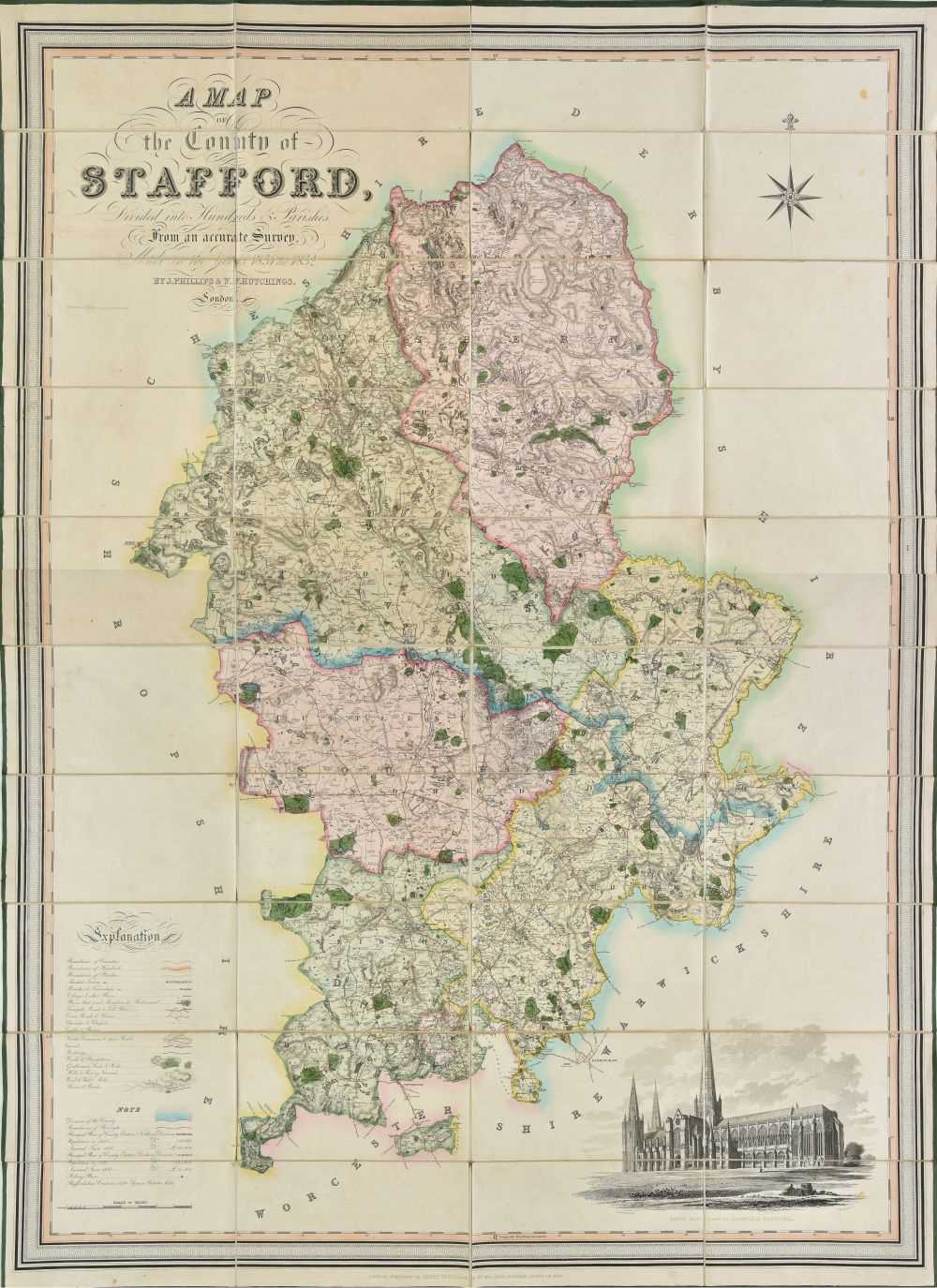 Lot 116 - Staffordshire. Phillips (J. & Hutchings W.F.), Large scale map. 1832.