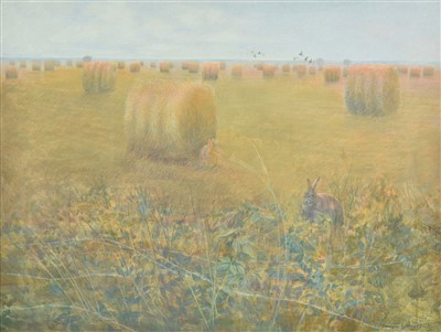 Lot 366 - Young (Dominie, 20th century). Morning Bales, 1987