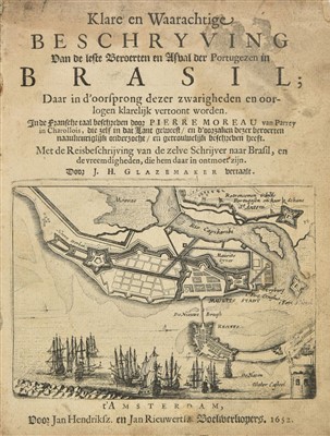 Lot 27 - Moreau (Pierre). Klare en Waarachtige Beschryving... der Portugezen in Brasil, 1652