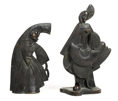 Lot 317 - Art Deco. A pair of cast bronze figures of female dancers, circa 1925