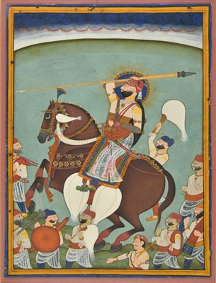 Lot 213 - Kota School. Maharaja Chhatrasal on horseback, c.irca 1865-80