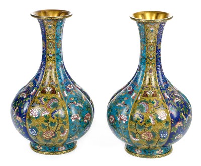 Lot 97 - Cloisonné. A fine pair of late 19th century Chinese cloisonné vases