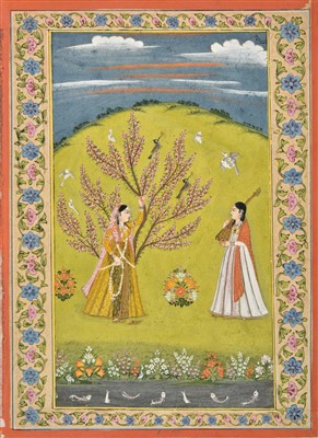 Lot 217 - Mughal School. Princess under a blossoming tree, possibly the Deccan, mid-18th century