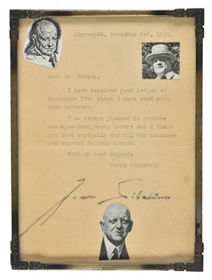 Lot 263 - Sibelius (Jean,1865-1957). Typed letter signed, 'Jean Sibelius', 1 November 1945