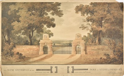 Lot 295 - Tatham (Charles Heathcote, 1772-1842). The New Entrance to the Park at Stoke in Herefordshire, 1809