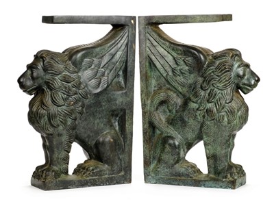 Lot 158 - Venetian Table Base. A pair of modern Italian antique style bronze table base stands