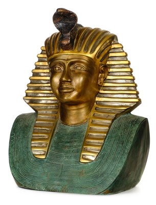 Lot 153 - Egyptian Bust. A modern patinated bronze bust of an Egyptian pharaoh