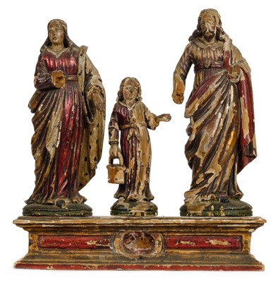 Lot 66 - Limewood sculpture. The Holy family, early 18th century