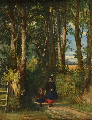 Lot 265 - Leslie (Charles Robert, 1794-1859). Figures walking on a shaded country path